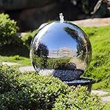 Köhko 40 cm Kugelbrunnen Hochglanz poliert 21004 aus Edelstahl mit LED-Beleuchtung