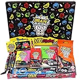 Brain Blasterz Sour Candy klein Geschenkbox, Brain Breakerz, Kauriegel, Lollipops, Sauerkergummi, Apfel, Erdbeere, Wassermelone, Cola, Zitrone, Orange, Halloween Süßigkeiten