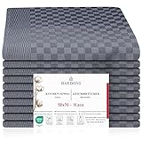 BARBONS 10 er Geschirrtücher Baumwolle 50x70 cm - 240 g/m² 85 g Küchentücher Geschirrhandtücher Geschirrtuch Küchenhandtücher Geschirrtuch Geschirrhandtuch Trockentücher (10er, Black-Anthrazit)