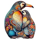 Blumuze Holzpuzzle Erwachsene 300 Stück, Pinguinfamilie Holzpuzzle Einzigartige Tierform Puzzleteile, Holz-Puzzle, Puzzle aus Tierteilen, Puzzle Holz Erwachsene mit Geschenkbox aus Holz(L-40 * 32.5cm)