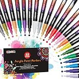 CGBOOM Multimarker, 22 Farbige Acrylstifte für Steine Wasserfest Stifte, Steine Zum Bemalen, Lackstift, Acrylmarker, Acrylstifte für Steine Holz