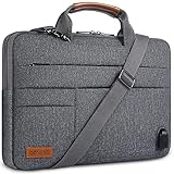 DOMISO 17 Zoll Wasserdicht Laptop Tasche Tragetasche Schultertasche Aktentasche mit USB Ladeanschluss für 17-17.3' Notebook/Dell/Lenovo/Acer/HP/MSI/ASUS, Grau