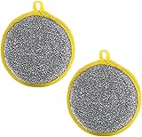 Metalldraht-Schwamm-Scheuertuch, dicker Geschirrtrockner, Spülschwamm, Geschirrspülschwamm, Edelstahl-Geschirrtuch, entfernt Fett ohne zu kratzen, wiederverwendbar, praktische Aufbewahrung, Draht-Gesc