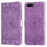 Trugox Handyhülle für Apple iPhone 7/8/SE 2020 2022 Hülle Klappbar Klapphülle mit Kartenfach Blumen Handytasche Handy Schutzhülle Tasche Leder Wallet Book Flip Case Cover - Violett