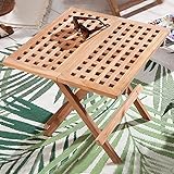 Riess Ambiente Massiver Outdoor Beistelltisch Empire Teak 50cm Teakholz wetterfest einklappbar Tisch Gartentisch Klapptisch