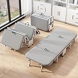 Deluxe Klappbares Gästebett Belastbarkeit 150Kg,Klappbett Einzelbett Mit Bequeme Matratze Und Metallgestell Für Büro Schlafzimmer,Latex mattress,80cm