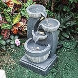 BTGGG Gartenbrunnen Springbrunnen für Außen,4 Stufiger Zimmerbrunnen Wasserfall mit Beleuchtung Garten Wasserspiel Brunnen für Balkon,Terrasse,47 cm