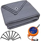 valuents Vorzeltteppich - blau/grau - 250x300cm - Camping Teppich Outdoor - Zeltteppich Wohnwagen/Wohnmobil inkl. Tragetasche +Wäscheleine & 8X T-Heringe