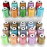 New brothread 25 Multi Farben Polyester Maschinen Stickgarn 500M (550Y) für Brother/Janome/Singer/Babylock/Kenmore/Bernina/Husqvaran Stickereimaschine