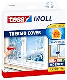 tesa INSULATION Fenster-Isolierfolie - Transparente Isolierfolie zur Wärmedämmung an Fenstern - Inklusive praktischer Klebelösung - 1,7 m x 1,5 m