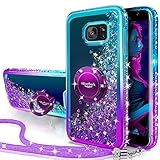 Miss Arts für Galaxy S6 Hülle,[Silverback] Mädchen Glitzern Handyhülle Hülle mit Ringständer, Cover TPU Bumper Silikon Flüssigkeit Treibsand Clear Schutzhülle für Samsung Galaxy S6 -LILA