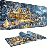 Schneemann Hütte Mauspads, Mauspad XXL 120x60CM Gaming, schreibtischunterlage Gaming Tastatur Matte, Große Schreibtisch Matte, Großer Erweiterter Schreibtisch Schutz Für Home Office Studium j0xk-99