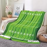 EHOMERY Flanell-Überwurfdecke, Bulk-Decken und Überwürfe, Flanell-King-Size-Spannbetttuch, Bettdecken, Kingsize-Muster, Rugbyfeld, Herbstdecke, Grün, 100 x 70 cm