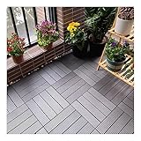 pujindu Terrassenfliesen, Holzfliesen für den Außenbereich, wasserdichte Kunststoff-Verbundfliesen für den Innen- und Außenbereich (Schwarz, 11,8 x 11,8 Zoll / 12 Stück)