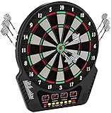 Elektronische Dartscheibe, FB-111 Profi Elektronik Dartspiel mit 6 Dartpfeil und 24 Pfeilkopf 27 Spiele 243 Spieloptionen E Dardboard mit 4 LCD-Anzeige E-Dartscheibe für 16 Spieler