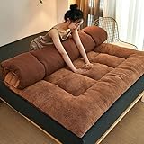 YXCMD Futon-Matratze Japanische Futon-Bodenmatratze, Tatami-Roll-Up-Schlafmatte in voller Größe Lammfleece-Matratz verdickte faltbare und tragbare Bodenliege Einzel-Doppel(Color:Coffee,Size:Single(90x