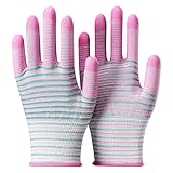 6 Paar atmungsaktive Arbeits handschuhe Dornen sicher rutsch feste, verschleiß feste Nylon-Industrie handschuhe gestreift anti statische Garten handschuhe