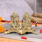 Exklusive Global Lucky Laxmi Ganesha Diya / Öllampe Schaustück Idol Statue Murti Geschenk