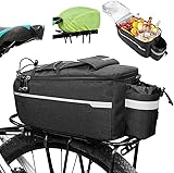 HAOIOPM Fahrradtasche Fahrrad Gepäckträgertasche, Lsoliertasche, Fahrrad Sitz Multifunktionale Stammkühltasche,Umhängetasche, 38 * 16 * 15,5cm, Schwarz (Schwarz)