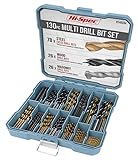 Hi-Spec 130 tlg. Bohrer Bit Set in 8 Größen von 1mm bis 10mm. HSS-Titan-, Mauerwerks- und Brad-Point-Bitsatz für Metall, Holz, Kunststoff, Ziegel und Beton. Satz in einem Aufbewahrungskoffer