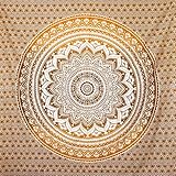 MOMOMUS Mandala Tuch Mehrzweck - Pareo/Strandtuch XXL, Dünn und Sandabweisend, Große Stranddecke Sandfrei Sanddurchlässig oder Picknickdecke XXL für Camping und Yoga - Braun 210x230cm