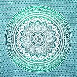 MOMOMUS Mandala Tuch Mehrzweck - Pareo/Strandtuch XXL, Dünn und Sandabweisend, Große Stranddecke Sandfrei Sanddurchlässig oder Picknickdecke XXL für Camping und Yoga - Türkis, 210x230cm