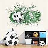 ANHUIB Fußball Wandtattoo 3D Wandsticker Fussball Kinderzimmer Jungen Selbstklebende Durchbruch Poster für Jugendzimmer Grün Wandaufkleber Kinderzimmer Fussball Teenager Schlafzimmer Deko Geschenk