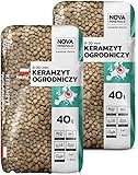 Nova Minerals Tongranulat zur Drainage Keramsit Blähton für den Garten (8-20 mm) 80L (40L+40L) – Hochwertiger Keramischer Zuschlagstoff für Drainage, Mulchen, Hydroponik und Bodenverbesserung