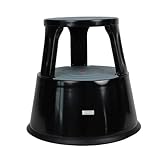 Dönges Rollhocker aus Metall | Bis 150 kg Tragkraft | TÜV & GS geprüfter Tritthocker für Büro, Gewerbe & Heim | Elefantenfuß, Hocker in schwarz