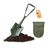 Dönges Klappspaten Bundeswehr nach TL aus Metall, mit Hacke, 2 Sägekanten & Gürteltasche | Klappschaufel für Outdoor, Camping, Survival, Garten etc. | 1300 g leichte Schaufel in Oliv