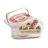 Snips Cupcake-Behälter, 14 Liter, Weiß, fasst 28 Cupcakes oder Muffins, doppelt dekorierter Behälter mit doppeltem Tablett, 28,5 x 19 x 43,5 cm, Made in Italy