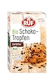 RUF Bio Schoko-Tropfen Zartbitter, backfeste Schokoladen-Tröpfchen in Bio-Qualität, ideal zum Backen & Dekorieren, glutenfrei & vegan, 1 x 100g