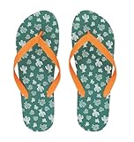 Sorbetto Herren moderne Flipflops/Zehentrenner/bequeme Badeschuhe für Strand und Freizeit, Grün/Orange Kaktus, Gr. 44-45