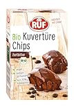 RUF Bio Kuvertüre-Chips Zartbitter, mit mind. 70% Kakaoanteil, zum Glasieren & Dekorieren von Kuchen, Torten & Keksen, glutenfrei & vegan, 1 x 150g