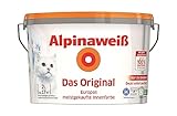 Alpinaweiß Das Original – optimal deckende und ergiebige weiße Wandfarbe – mit Spritz-Schutz-Formel – 2 Liter