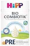 HiPP PRE Bio Combiotik (4 x 600g), Anfangsmilch von Geburt an, mit natürlichen Milchsäurekulturen, enthält nur Lactose als Kohlenhydrat, in bester Bio-Qualität