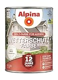 Alpina Holz-Wetterschutz-Farben – Weiß, deckend – bis zu 12 Jahre Schutz vor Witterung und Nässe – schmutzabweisend, deckend & ergiebig – 2,5 Liter